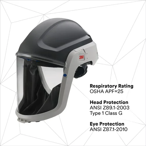 Vista 5 de 3M PAPR, Casco Respirador Versaflo M-307, Para Respirador de Purificación de Aire, Visor de Policarbonato Premium con Recubrimiento y Sello Facial
