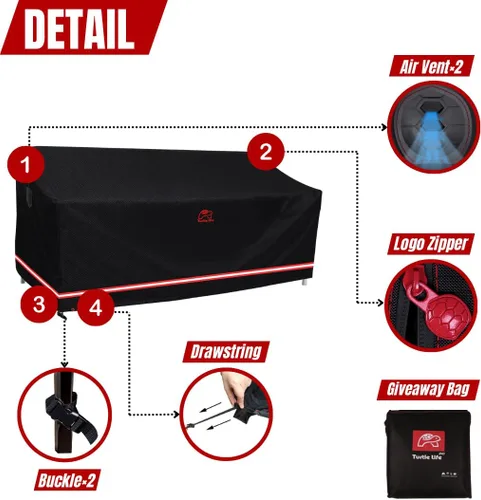 Vista 4 de Turtle Life Funda para Sofá de Patio, Cubierta para Sofá de Exterior Resistente y Duradera, Resistente a Rayos UV y Agua, Anti-Decoloración, Funda