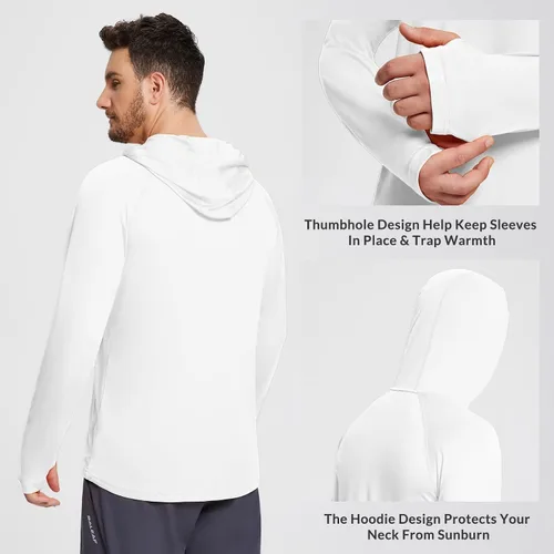 Vista 2 de BALEAF Sudadera con capucha para hombre con protección solar UPF 50+ de manga larga, SPFUV, secado rápido, ligera, para entrenamiento de pesca