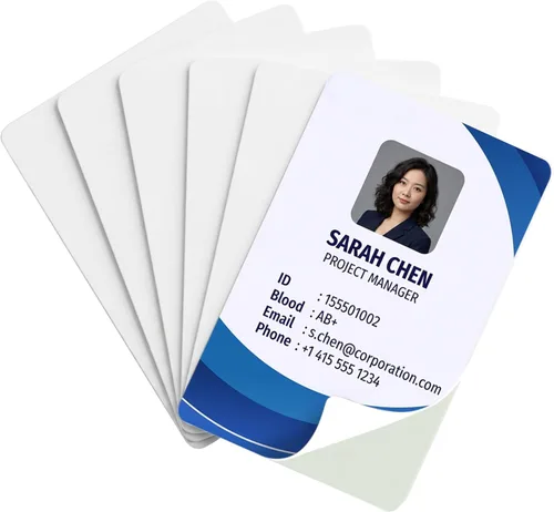 Vista 2 de Bodno CR80 - Tarjetas de PVC con respaldo adhesivo de Mylar - Superposición adhesiva de 10 mil para tarjetas de proximidad de concha Imprimibles