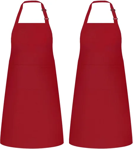 Vista 14 de NLUS Paquete de 2 delantales de cocina ajustables con babero, delantal de chef suave con 2 bolsillos para hombres y mujeres (rayas negras)