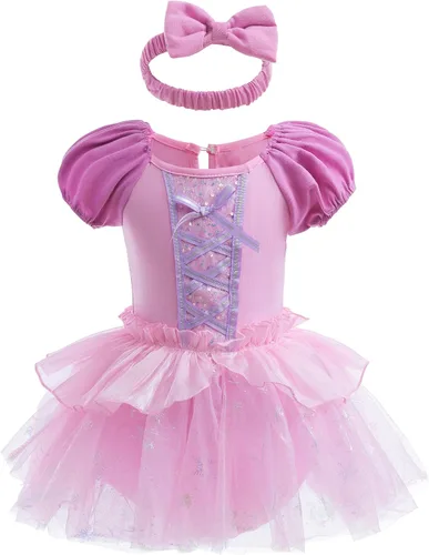 Vista 8 de Vestidos de princesa para niñas pequeñas, disfraz de mameluco para cumpleaños, Navidad, Halloween con diadema de 0 a 18 meses