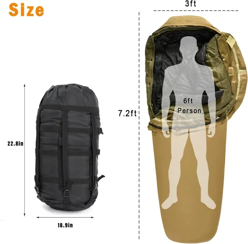Vista 6 de MT Sistema de sacos de dormir modulares militares del ejército, múltiples capas con cubierta Bivy para todas las estaciones, bosque/multicámara