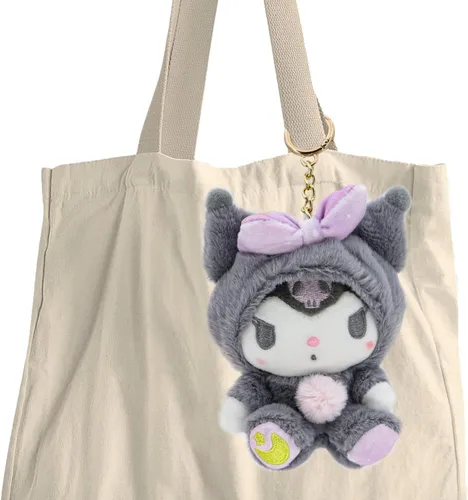 Vista 4 de Ahlsense Llavero de peluche lindo de dibujos animados de anime de 5 pulgadas (B)