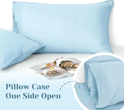 Vista 4 de Linen World - Juego de 2 fundas de almohada de lino francés, fundas de almohada que absorben la humedad lavadas a la piedra
