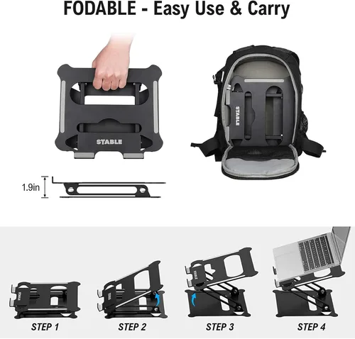Vista 5 de Soporte ajustable para laptop, soporte elevador portátil para computadora portátil y soporte multiángulo con ventilación de calor para elevar