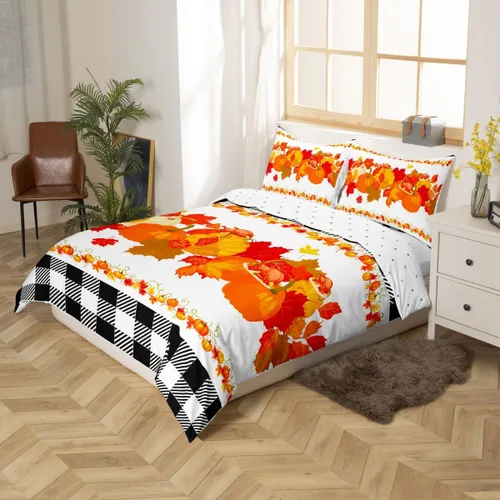 Vista 11 de Feelyou Juego de ropa de cama para niños, gatos negros, tamaño individual, funda de edredón de linterna de calabaza de Halloween para niños y niñas
