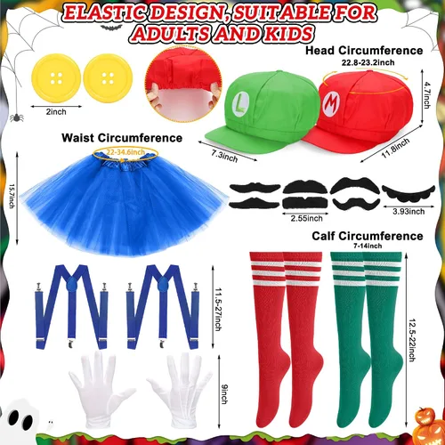 Vista 2 de Accesorios de disfraz de Halloween para mujeres adultas, disfraz de Halloween 2025 con sombreros, guantes, tirantes, botones, bigotes, divertidos