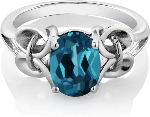 Vista 56 de Gem Stone King Anillo de compromiso ovalado con piedra natal para mujer, plata de ley 925, ovalado de 0.354 x 0.276 in, anillo de compromiso