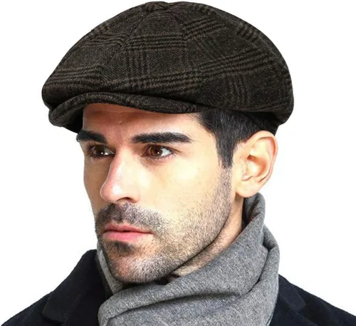 Vista 2 de Sombrero de hombre clásico de moda Newsboy Gatsby de lana vintage estilo Cabbie, gorra plana Ivy, regalos para novio (MedianoGrandeExtra Grande)