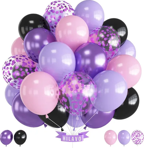 Vista 10 de Globos Negros y Naranjas de 12 Pulgadas, Globos de Confeti Negro Naranja Plateado, Globos de Halloween Trick or Treat para Niños y Hombres