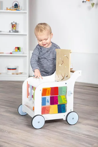 Vista 10 de Small Foot Wooden Toys - Andador de elefante dulce prémium y centro de actividades 5 en 1 diseñado para niños pequeños de 12 meses en adelante