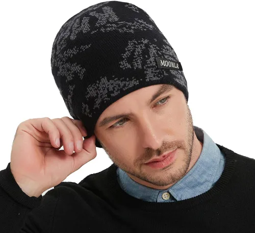 Vista 5 de Sireck Gorro para hombre y mujer, gorro de punto cálido para clima frío, gorro térmico