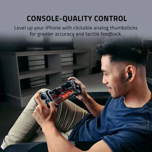Vista 4 de Razer Kishi Mobile Game Controller Gamepad for iPhone iOS Works with most iPhones X 11 12 13 13 Max - Apple Arcade Tienda Luna Google Stadia