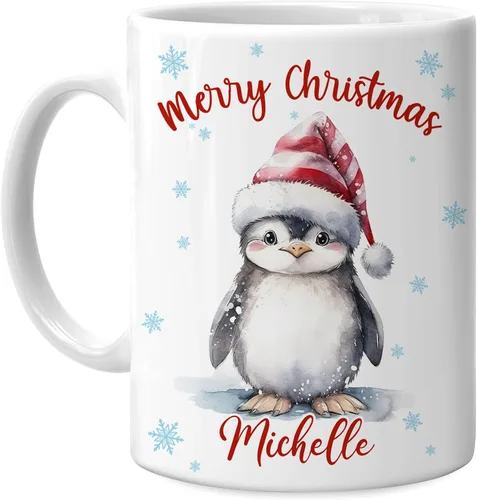 Vista 6 de Hyturtle Regalos personalizados para amantes de los ajolotes – Taza de café de cerámica con nombre personalizado de Feliz Navidad de 11 oz – Lindo