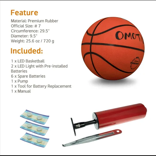 Vista 8 de Baloncesto que brilla en la oscuridad, baloncesto con luz LED, bola brillante nocturna, accesorios de regalo deportivo para niños y niñas de 8 a 12