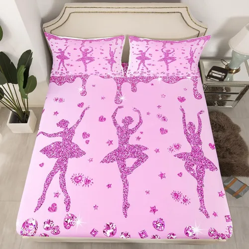 Vista 19 de Erosebridal Sábana bajera ajustable de gimnasia con bolsillo profundo para niñas y niños, tamaño individual, juego de ropa de cama deportiva