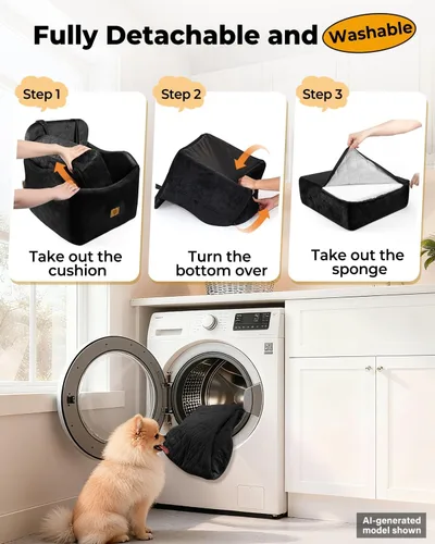 Vista 8 de Asiento de automóvil para perros pequeños/medianos, desmontable y lavable, asiento elevador de perro de menos de 35 libras, espuma viscoelástica
