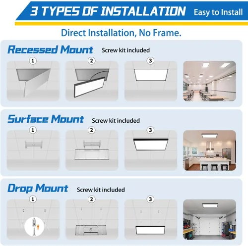 Vista 5 de Allsmartlife Luz LED plana de 1 x 2 pies, montaje en superficie, 24 W, 2880 lm, 5CCT, 3000K-6000K, regulable, luz de techo LED ultra delgada
