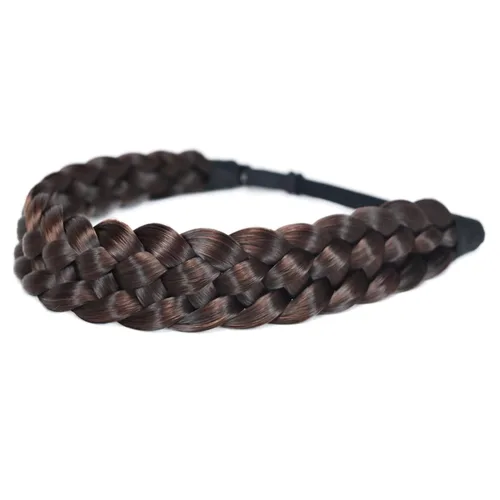 Vista 22 de Diadema de pelo sintético de 5 hebras trenzadas, clásicas, gruesas, anchas, trenzadas, elásticas, multicolor, accesorios de belleza para el cabello