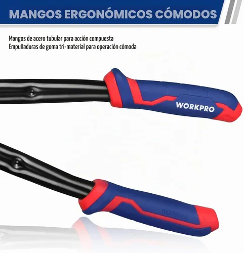 Vista 3 de WORKPRO Cortador de pernos de 14 pulgadas, mango de tres materiales con agarre cómodo, hoja de acero cromo molibdeno, para varillas, pernos
