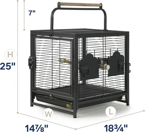 Vista 2 de Prevue Pet Products Transportador de viaje para pájaros, negro 18.8 pulgadas de largo x 14.9 pulgadas de ancho x 18.0 pulgadas de alto