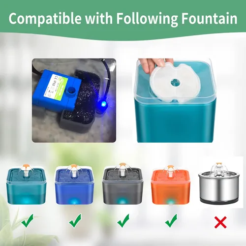 Vista 2 de Paquete de 4 filtros de fuente de agua para gatos con 4 esponjas, filtros de repuesto para mascotas de 67 oz/2 L dispensador de agua para perros