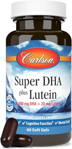 Vista 5 de Carlson - Super DHA Plus Luteína, 1000 mg de DHA + 20 mg de luteína, 60 cápsulas blandas
