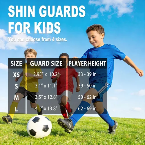 Vista 6 de newox - Espinilleras de fútbol para niños y jóvenes, protección de espinilleras para niños y niñas de 3 a 15 años, para niños y niñas