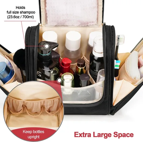 Vista 2 de COOSKY Neceser de viaje colgante extragrande para mujeres y hombres, bolsa de higiene, kit organizador de baño y ducha con soportes de banda