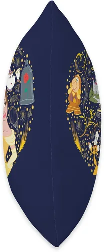 Vista 2 de Disney Princess Belle - Almohada de corazón encantado, 16 x 16 pulgadas, multicolor