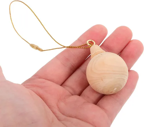 Vista 9 de EXCEART 10 adornos de madera de Navidad sin terminar, bolas de árbol de Navidad en blanco, hechas a mano, cascabel, adornos colgantes