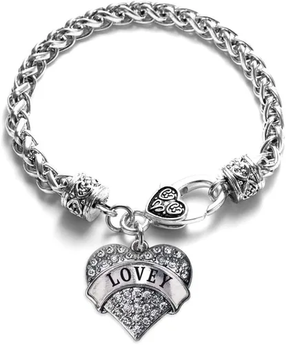 Vista 51 de Pulsera de plata con dije de corazón pavé con joyas de circonita cúbica