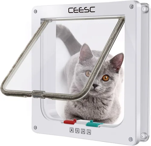 Vista 10 de CEESC Puerta magnética con solapa para gatos con cerradura de 4 vías para gatos, gatitos y gatitos, 3 tamaños y 2 opciones