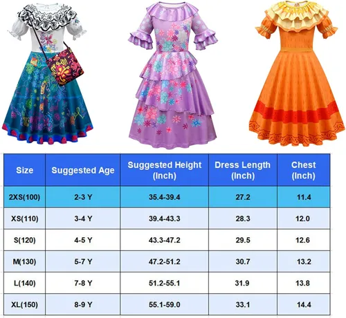 Vista 5 de Ubeufun Vestidos de película de dibujos animados para niñas, trajes de verano mágicos para fiesta
