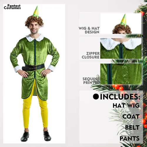 Vista 2 de Disfraz de elfo de Navidad para hombre X-Mas Deluxe Disfraces para adultos