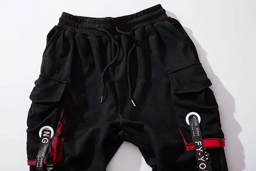 Vista 5 de Hello MrLin Pantalones deportivos para hombre, estilo punk, cargo, holgados, tecnológicos, hip hop, pantalones de harén, ropa de calle, pantalones