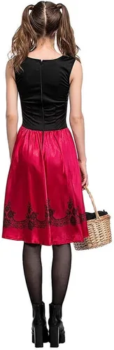 Vista 4 de OBEEII Adult Ladies Little Red Riding Hood with Hooded Cape Carnival Halloween Cosplay Fancy Dress