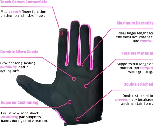 Vista 3 de LuxoBike Guantes de ciclismo para mujer, ligeros, transpirables, absorben los golpes, con pantalla táctil, guantes deportivos para hombre