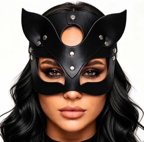 Vista 11 de CLOACE Máscaras de cuero negro máscara de gato máscara PU cubierta de ojos disfraz de Halloween accesorio de ojo