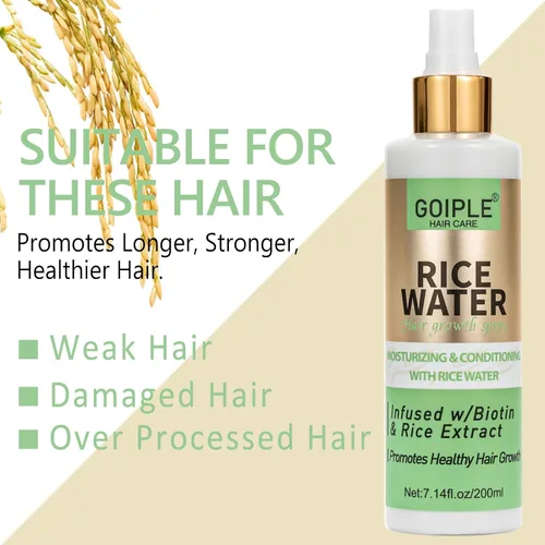 Vista 5 de Agua de arroz WOZUTUNT para el crecimiento del cabello, 7.14 onzas líquidas sin enjuague, productos para el cuidado de mujeres y hombres, aerosol