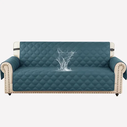 Vista 14 de XINEAGE Funda impermeable para sillón, funda para sofá de 1 plaza con correas elásticas y bolsillos, triple protección antideslizante, lavable
