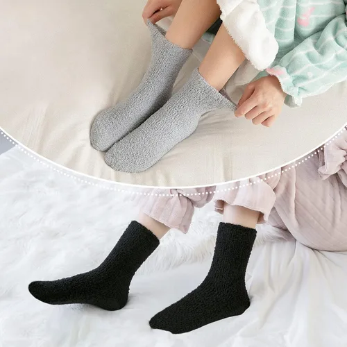 Vista 6 de LINEMIN Calcetines mullidos para mujer, acogedores, esponjosos, cálidos, de microfibra, suaves, para el hogar, para dormir