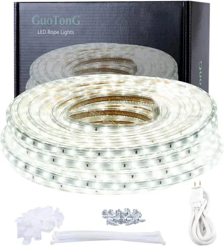 Vista 12 de Kit de tira de luz LED de 20 pies, impermeable, 6000 K, luz blanca diurna, 110 V, LED SMD 2835 flexible, fuente de alimentación con certificación