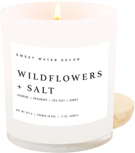 Vista 21 de Sweet Water Decor - Vela de soja Cashmere and Vanilla, aroma cachemira suave, sándalo, jazmín y vainilla, frasco blanco de 11 onzas + tapa