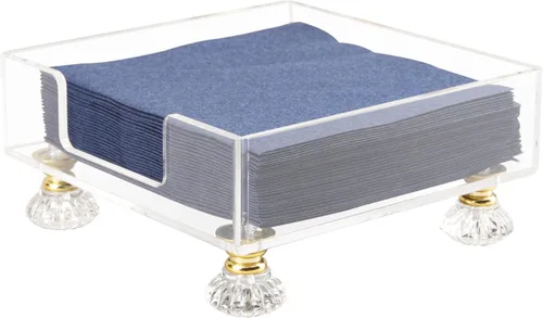 Vista 9 de LUVCOSY - Servilletero acrílico con pies, toallero acrílico para invitados, bandeja de almacenamiento de toallas de mano transparente, diseño único