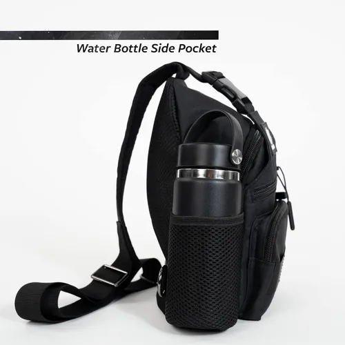 Vista 8 de Volana Mochila cruzada pequeña para hombres y mujeres negro bolsa de hombro ligera para viajes senderismo bolsa de pecho Negro - Ajustado