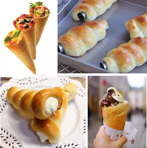 Vista 6 de Joyeee Juego de 16 moldes de tubos de cannoli, con tubos antiadherentes de 4.7 pulgadas, grande, bolsa de tuberías reutilizables, cepillo y puntas