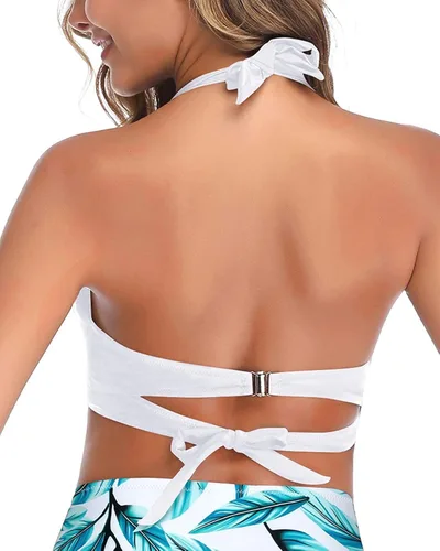Vista 3 de Tempt Me - Parte superior de bikini, estilo halter retro con relleno para mujer