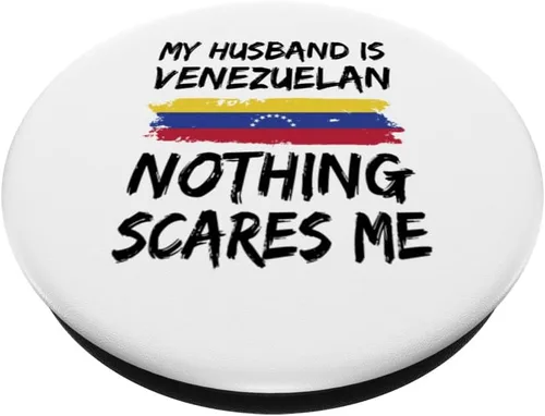 Vista 2 de My Husband Is Venezuelan Nothing Scares Me Venezuela Flag PopSockets intercambiables PopGrip